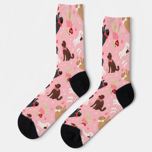 Labradoodle / Goldendoodle Valentine Muster Socken (Linkes Detail)