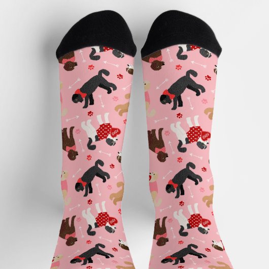 Labradoodle / Goldendoodle Valentine Muster Socken (Oben)