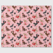 Labradoodle / Goldendoodle Valentinmuster Geschenkpapier (Flach)