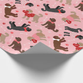 Labradoodle / Goldendoodle Valentinmuster Geschenkpapier (Ecke)