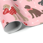 Labradoodle / Goldendoodle Valentinmuster Geschenkpapier (Rolleneckpunkt)