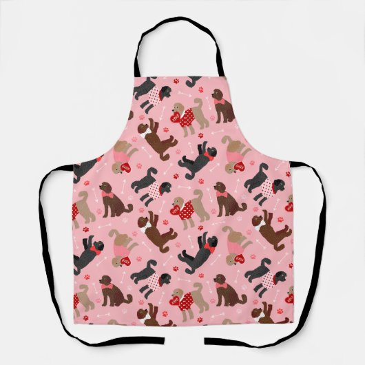 Labradoodle / Goldendoodle Valentinmuster Schürze (Vorderseite)