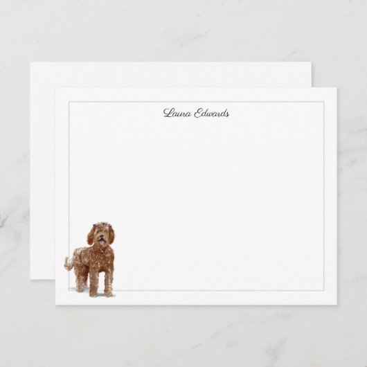 Labradoodle Grau Border Personalisiert Mitteilungskarte (Vorne/Hinten)