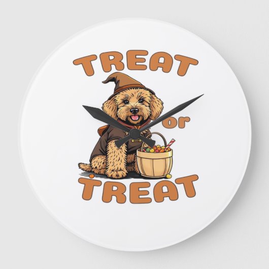 Labradoodle Halloween-Hundekostüm �Süßes oder Saur Große Wanduhr (Vorderseite)