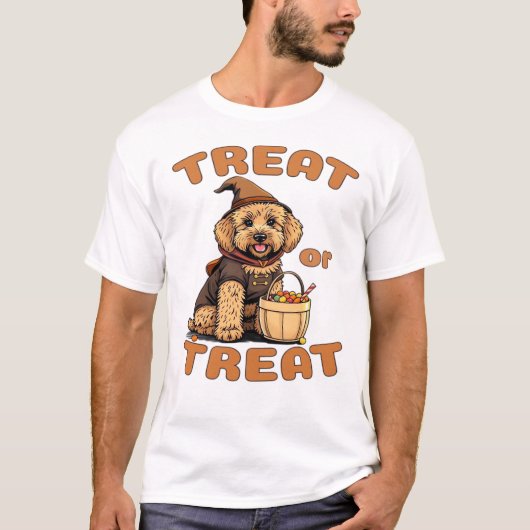 Labradoodle Halloween-Hundekostüm �Süßes oder Saur T-Shirt (Vorderseite)