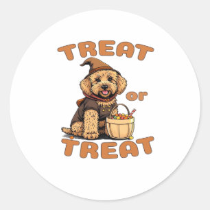 Labradoodle Halloween-Hundekostüm �Treat or Treat� Runder Aufkleber
