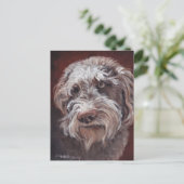 Labradoodle Hund Art Postkarte (Stehend Vorderseite)