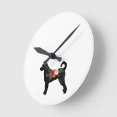 Labradoodle Hund Breed Boho Floral Silhouette Runde Wanduhr (Winkel)