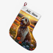 Labradoodle Hund Großer Weihnachtsstrumpf (Vorderansicht (hängend))