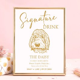 Labradoodle Hund Hochzeit Signature Drink Zeichen Poster