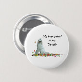 Labradoodle Hund in Blätter Anführungszeichen Butt Button (Vorne & Hinten)