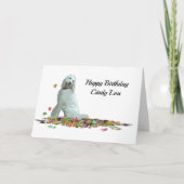 Labradoodle Hund in Blätter Geburtstagskarte Karte (Vorderseite)