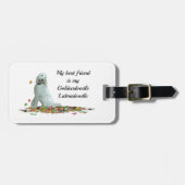 Labradoodle Hund in Blätter Gepäckmarke Gepäckanhänger (Vorderseite horizontal)