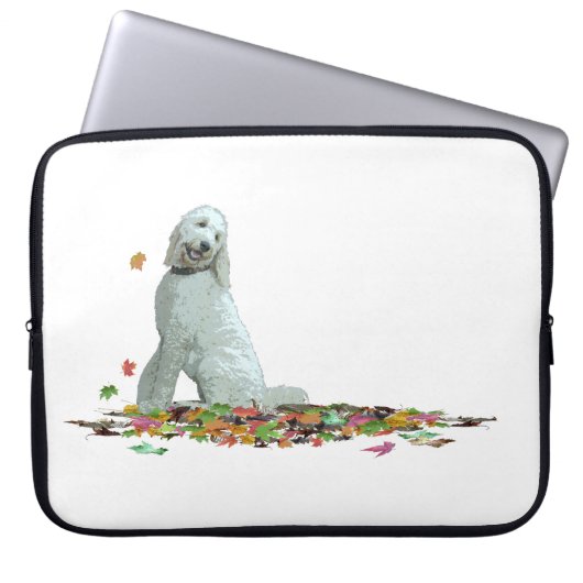 Labradoodle Hund in Blätter Laptop-Sieb Laptopschutzhülle (Vorderseite)