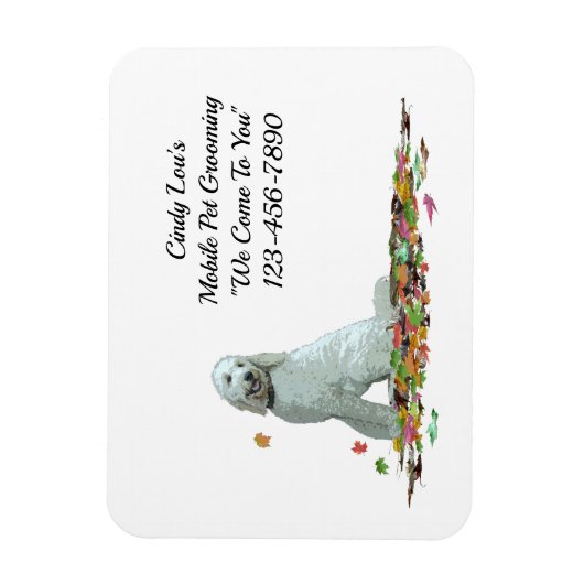 Labradoodle Hund in Blätter mit flexibler Magnet (Vertikal)