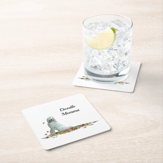 Labradoodle Hund in Blätter Papier Untersetzer (Vor Ort)