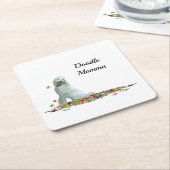 Labradoodle Hund in Blätter Papier Untersetzer (angewinkelt)