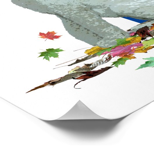 Labradoodle Hund in Blätter Poster (Ecke)