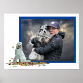 Labradoodle Hund in Blätter Poster (Vorne)