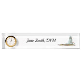 Labradoodle Hund in Blätter Schreibtischnamensplat Namensplakette (Vorderseite)