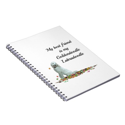 Labradoodle Hund in Blätter SpiralNotebook Notizblock (Rechte Seite)