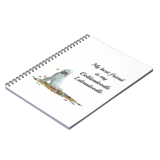 Labradoodle Hund in Blätter SpiralNotebook Notizblock (Linke Seite)