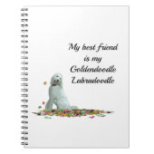 Labradoodle Hund in Blätter SpiralNotebook Notizblock (Vorderseite)