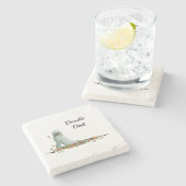 Labradoodle Hund in Blätter Stone Untersetzer (Seitenansicht)