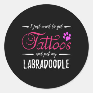 Labradoodle Hund Lover Tattoo Funny Hund Mama Gesc Runder Aufkleber