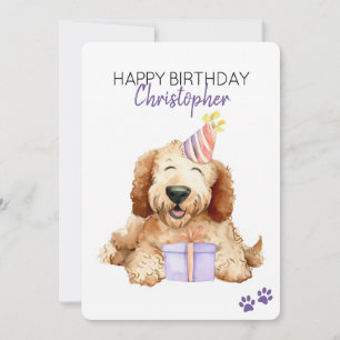 Labradoodle Hund Personalisiert Happy Birthday Fla Karte