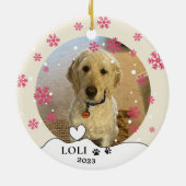 Labradoodle Hund Personalisiert Zeichnend Hand Keramik Ornament (Hinten)