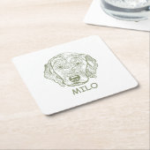 Labradoodle Hund personalisiert Zeichnend Hand Rechteckiger Pappuntersetzer (angewinkelt)