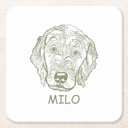 Labradoodle Hund personalisiert Zeichnend Hand Rechteckiger Pappuntersetzer (Vorderseite)