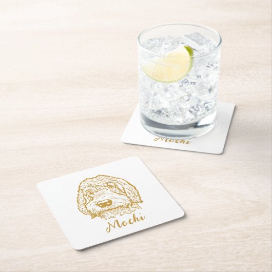 Labradoodle Hund Personalisiert Zeichnend Hand Rechteckiger Pappuntersetzer (Vor Ort)