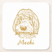 Labradoodle Hund Personalisiert Zeichnend Hand Rechteckiger Pappuntersetzer (Vorderseite)