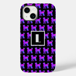Labradoodle Hund Pink Blue Silhouette Mono Black Case-Mate iPhone 14 Hülle