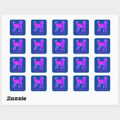 Labradoodle Hund Silhouette Crazy Hot Pink Quadratischer Aufkleber (Blatt)