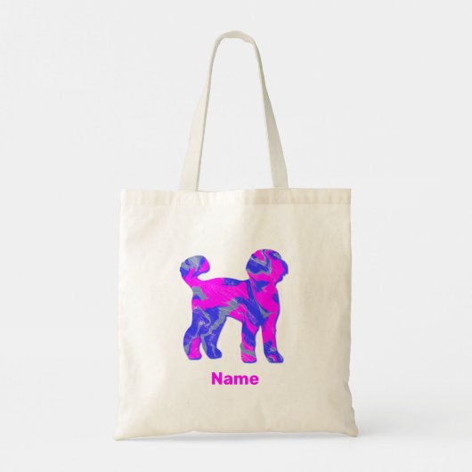 Labradoodle Hund Silhouette Crazy Hot Pink Tragetasche (Rückseite)