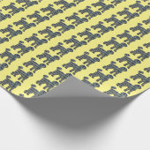 Labradoodle Hund Silhouette Gelb & Blau Geschenkpapier (Ecke)