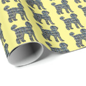 Labradoodle Hund Silhouette Gelb & Blau Geschenkpapier (Rolleneckpunkt)