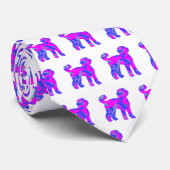Labradoodle Hund Silhouette Rosa Blau Weiß Krawatte (Gerollt)