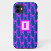 Labradoodle Hund Silhouette Rosa Monogramm Blau Case-Mate iPhone Hülle (Rückseite)