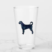 Labradoodle Hund Silhouette Schwarzes Wasser Glas (Vorderseite)
