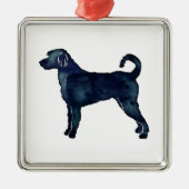 Labradoodle Hund Silhouette Schwarzes Wasser Ornament Aus Metall (Vorne)
