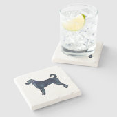 Labradoodle Hund Silhouette Schwarzes Wasser Steinuntersetzer (Seitenansicht)