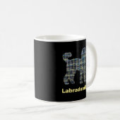 Labradoodle Hund Silhouette Yellow&Blue Grid Kaffeetasse (VorderseiteRechts)