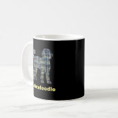 Labradoodle Hund Silhouette Yellow&Blue Grid Kaffeetasse (Vorderseite Links)