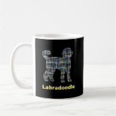Labradoodle Hund Silhouette Yellow&Blue Grid Kaffeetasse (Links)