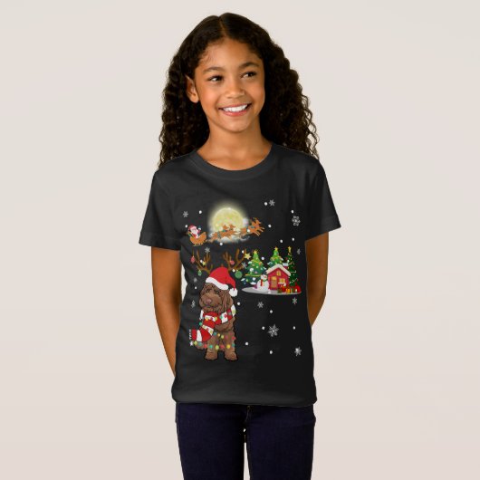 Labradoodle Hund Weihnachten Weihnachtsbaum Weihna T-Shirt (Vorne ganz)