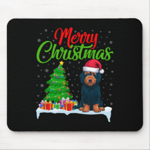 Labradoodle Hund Weihnachtsbaum Lichter Funny Xmas Mousepad